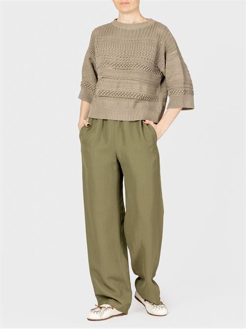 Jogging pants in fluid linen and viscose with elastic waistband FABIANA FILIPPI | PAD275F827D5446162
